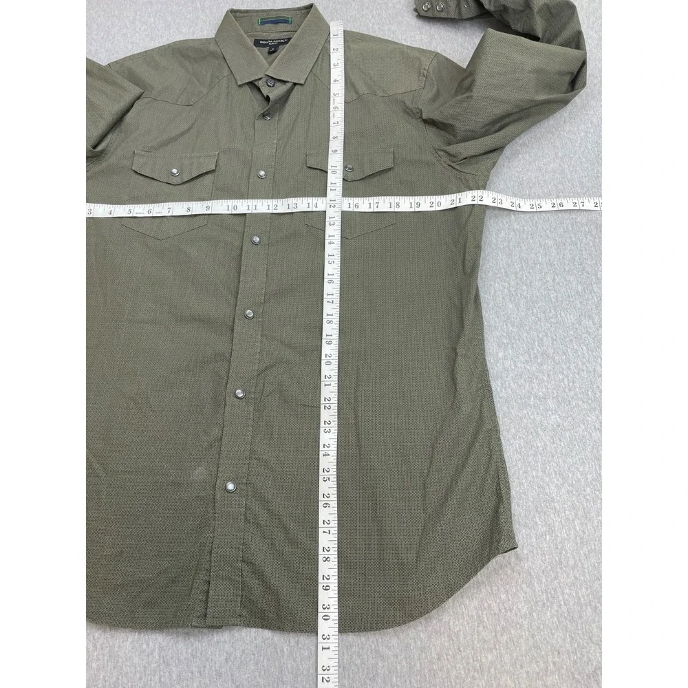 Banana Republic Shirt Mens Large Cotton Blend Stretch Slim Button Up Pearl Snap